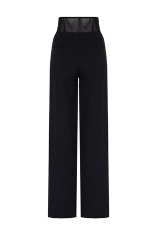 Mallory Panelled Waist Pants in Black