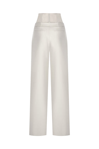Mallory Panelled Waist Pants in Ice Grey