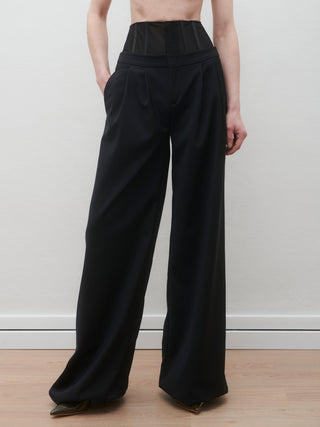 Mallory Panelled Waist Pants in Black