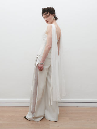 Mona Sheer Panel Trousers in Ice Grey