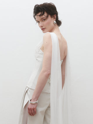 Mona Sheer Panel Trousers in Ice Grey