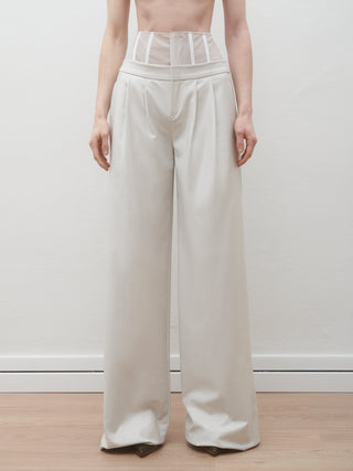 Mallory Panelled Waist Pants in Ice Grey